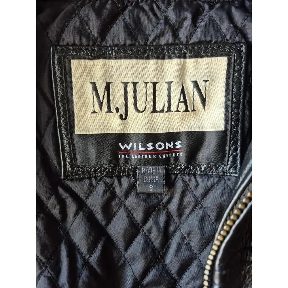 Vintage Wilsons leather M.Julian  black kids bomber jacket size small perfect!
